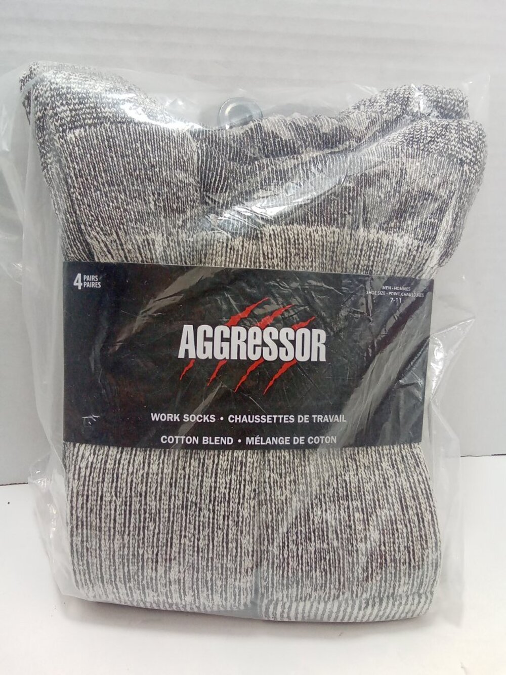 NWT Aggressor Men's Work Socks - 4 Pack Cotton Blend Boot Crew Size 7-11